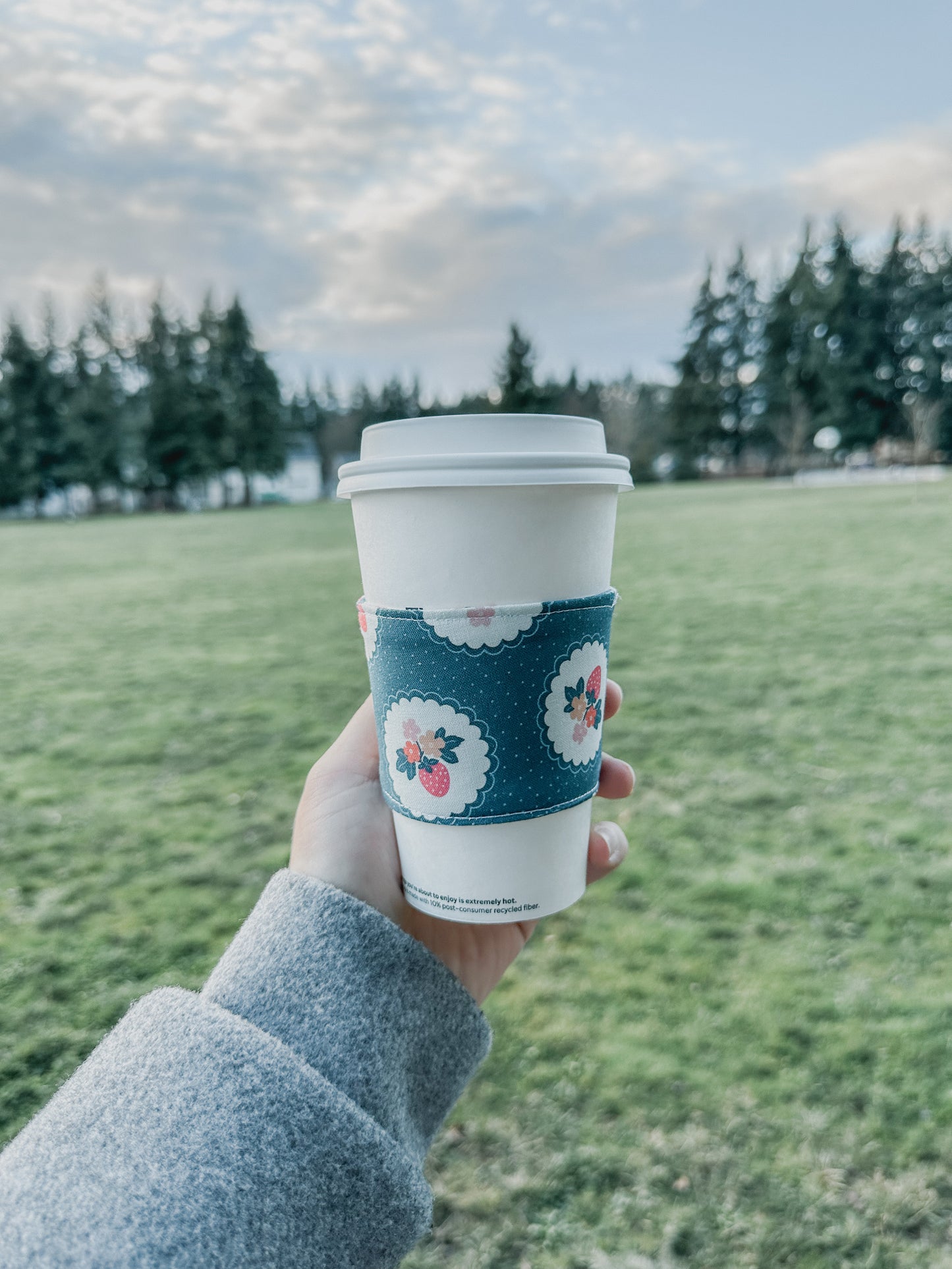 summer strawberry coffee cozy